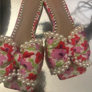 Betsey Johnson Red and Pink Embellished Flats